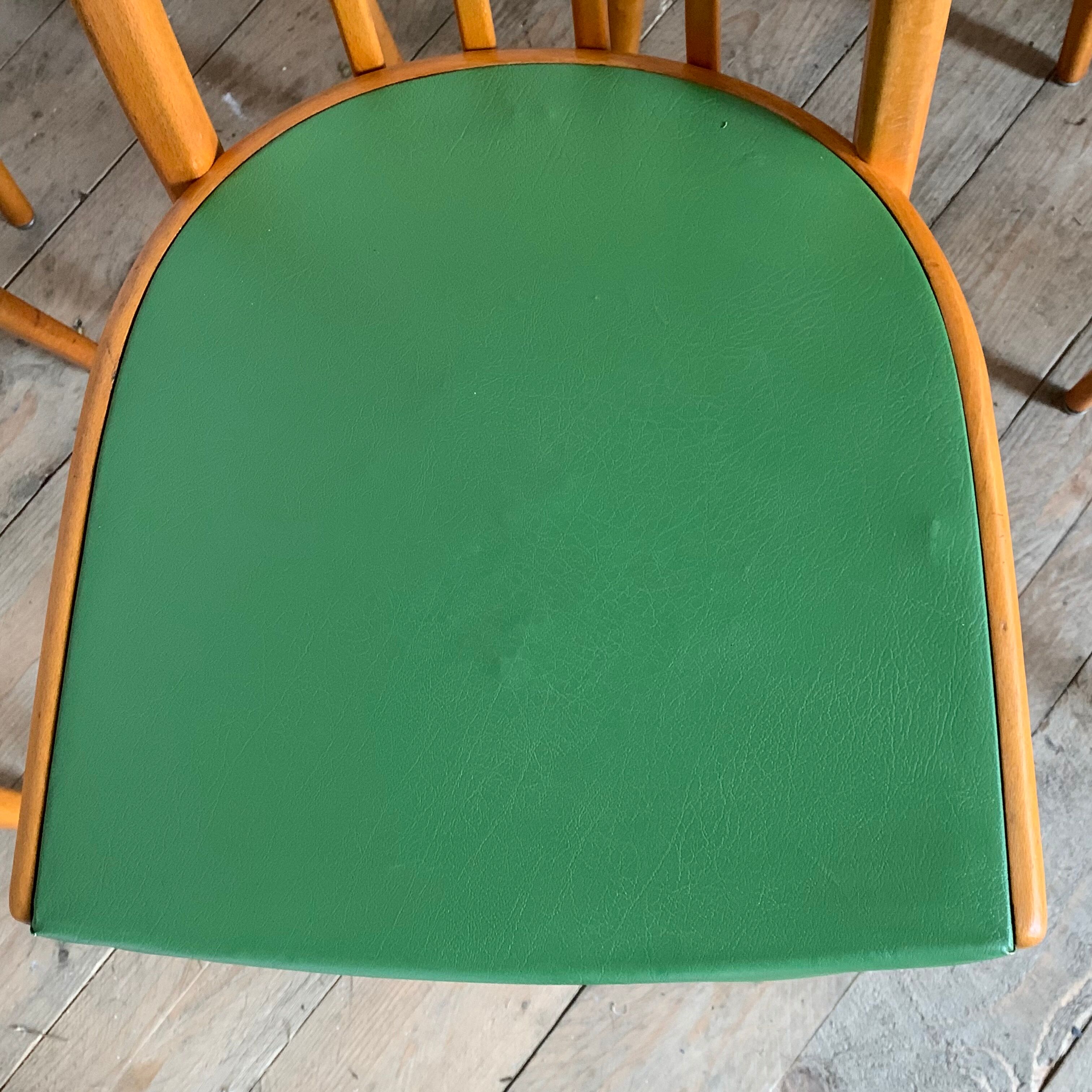 6 vintage green chairs