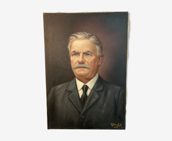 Huile sur toile portrait homme signé daté 1917, cambot