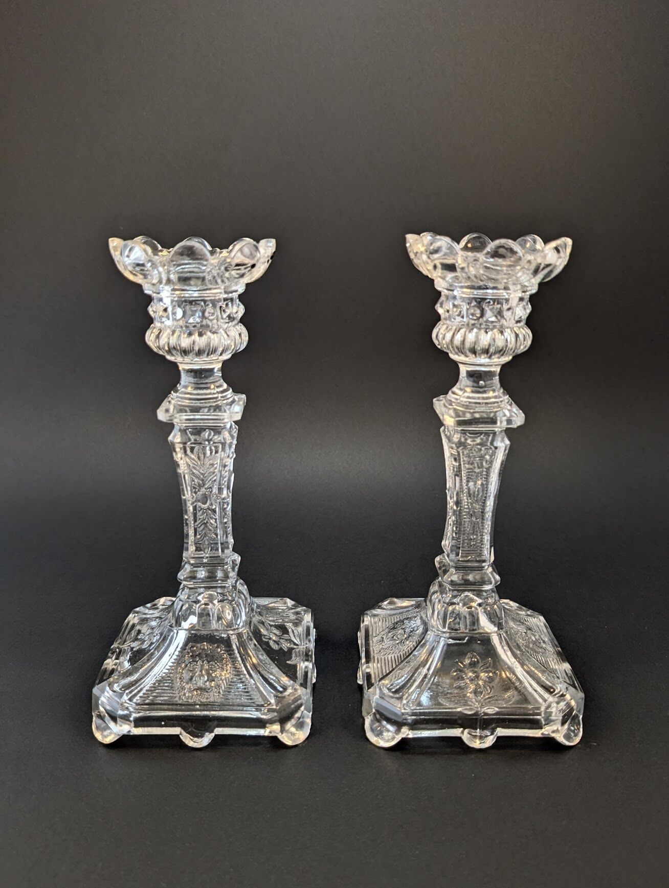 Antique German Crystal Candle Holders (1900-1930) Fenne Glashütte