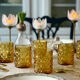 3 glass and brass candle holders