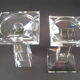Pair of modernist crystal candle holders signed oleg cassini