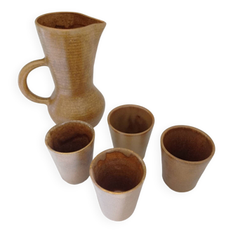 Digoin stoneware pitcher and cups
