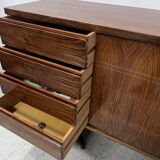 Scandinavian enfilade in veneered wood with iron legs, 20th century.