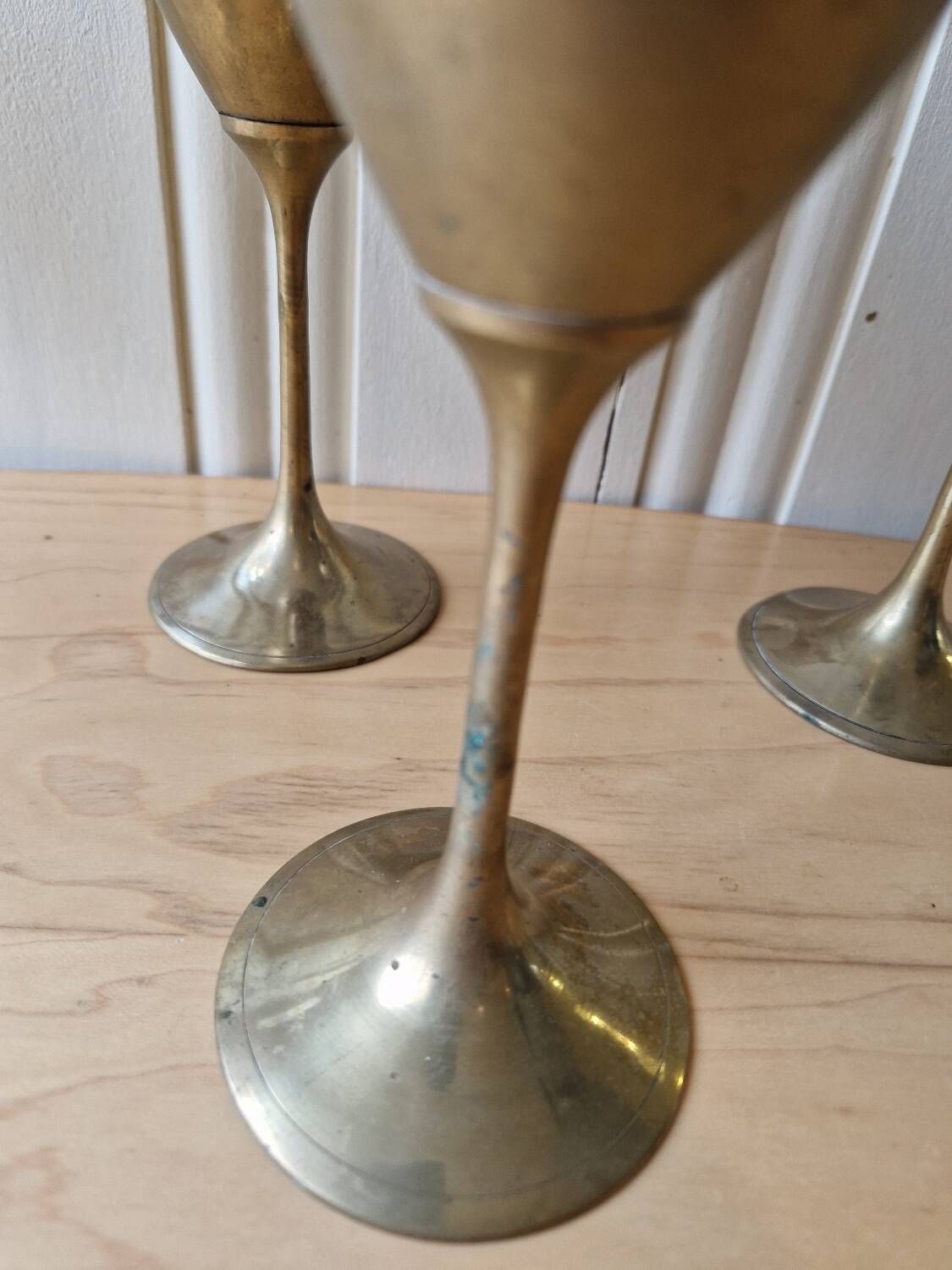 Lot 5 Calisse Verre En Laiton