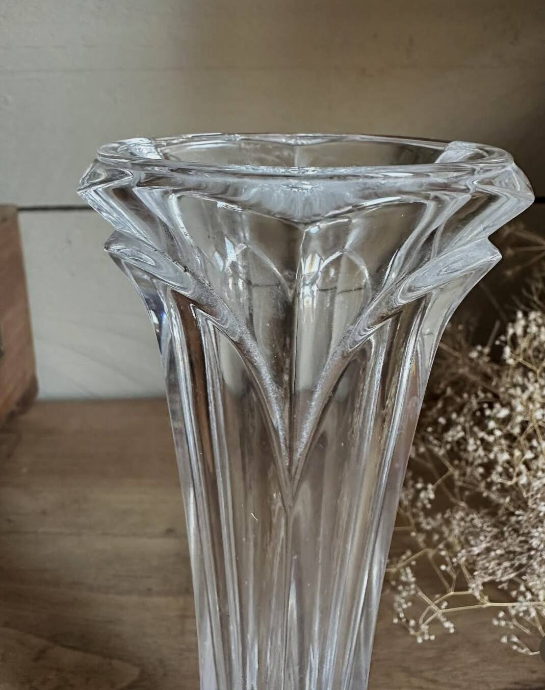 Antique crystal vase on stand