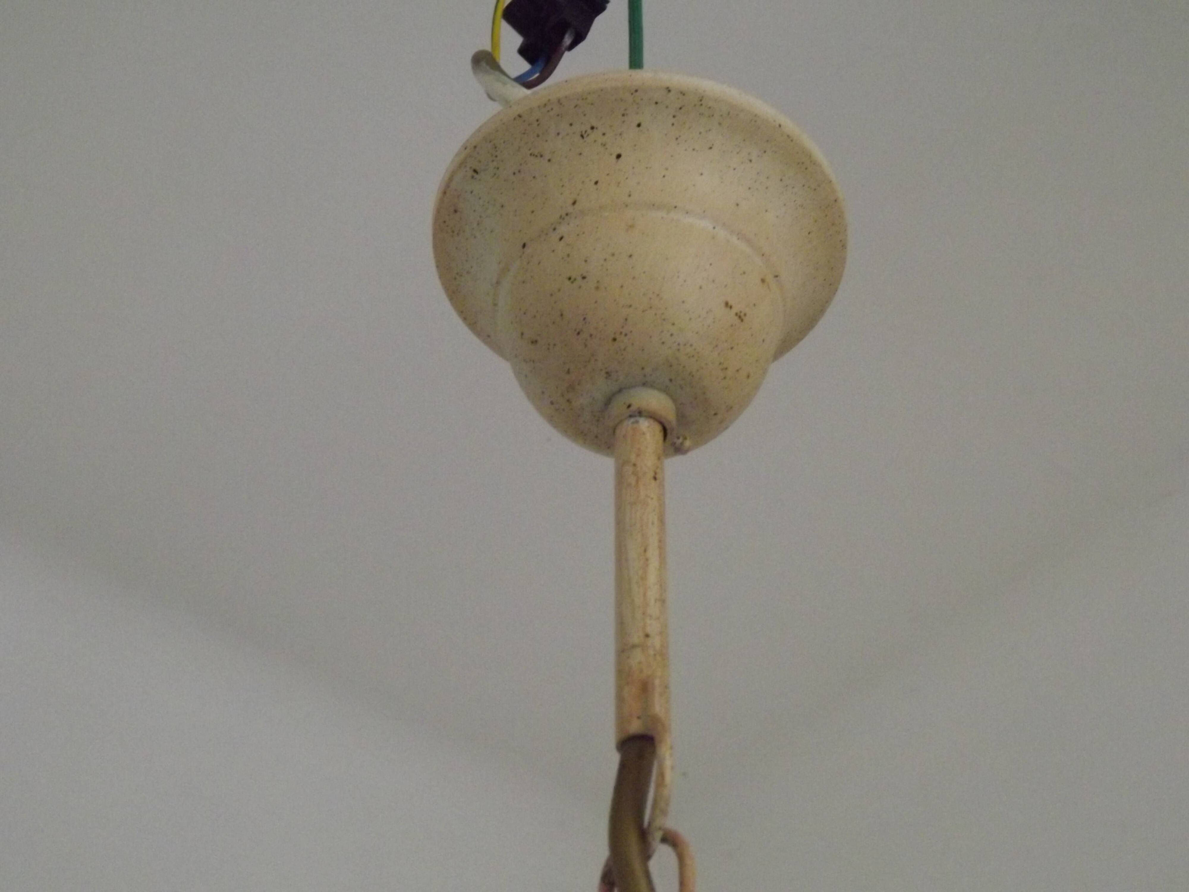 French Vintage 3 Light Lavender Lily Chandelier with Glass Shades 5480