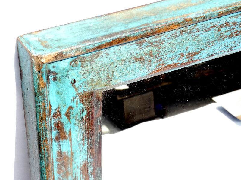 Mirror Wood Old Teak Patina Blue 56x3x39cm 21