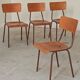 Lot de 4 chaises d'école tchèque style Mullca