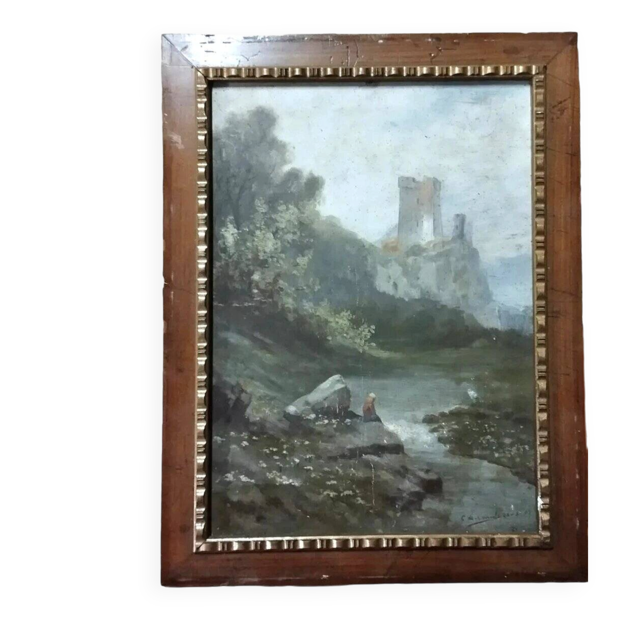 Painting, early 20th century, oil on cardboard, Italy, C. De Consoli