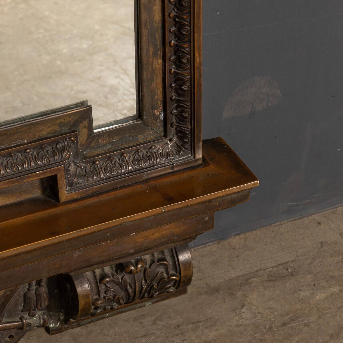 Antique 19thc cast bronze mirror, royal insurance company c.1880