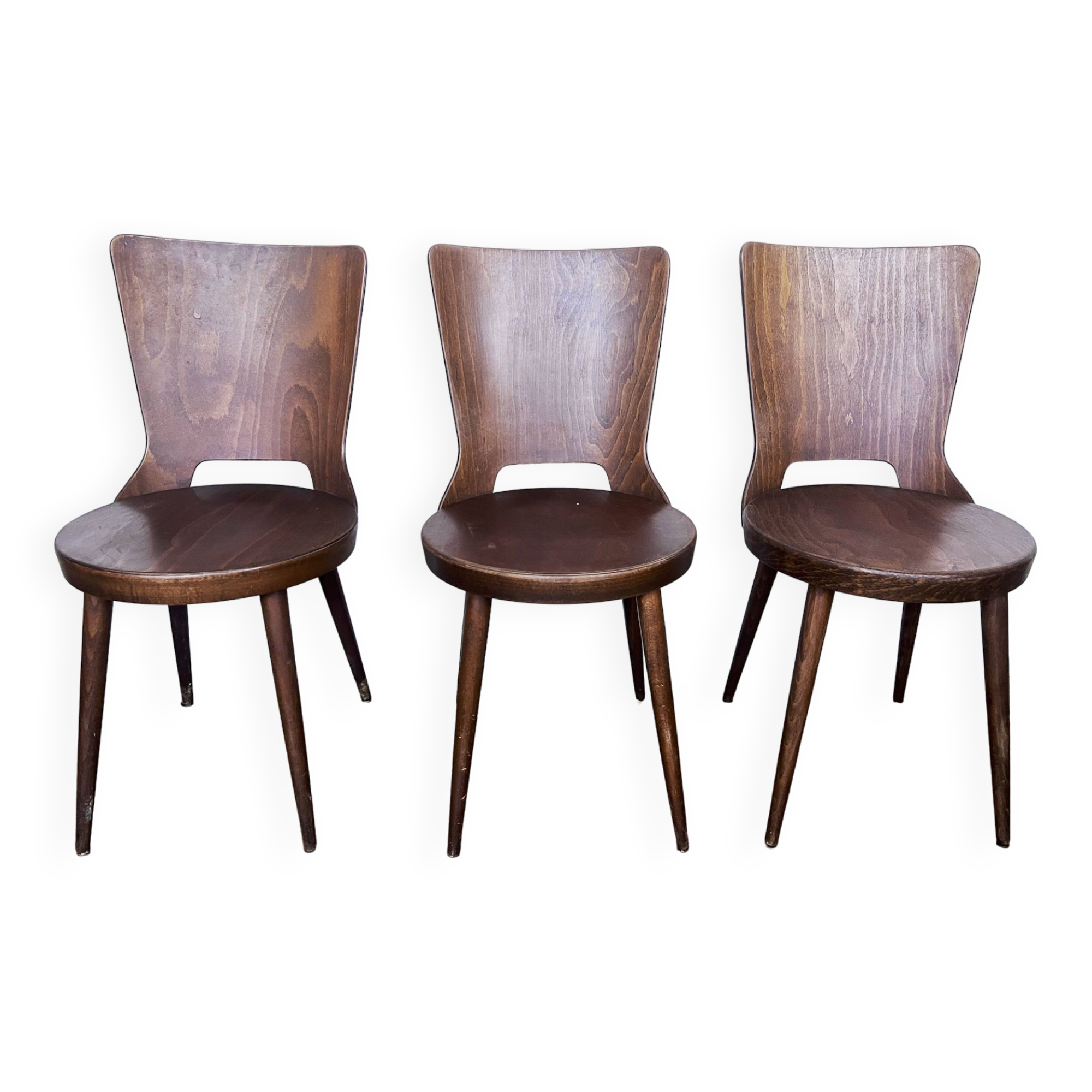 Trio of vintage retro Dove Baumann chairs 1960