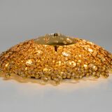 Gorgeous large 1970s Palwa brass ceiling or wall lamp with faceted crystal