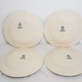 Set of 4 dessert plates in opaque porcelain of Gien model Honeysuckle, iron earth