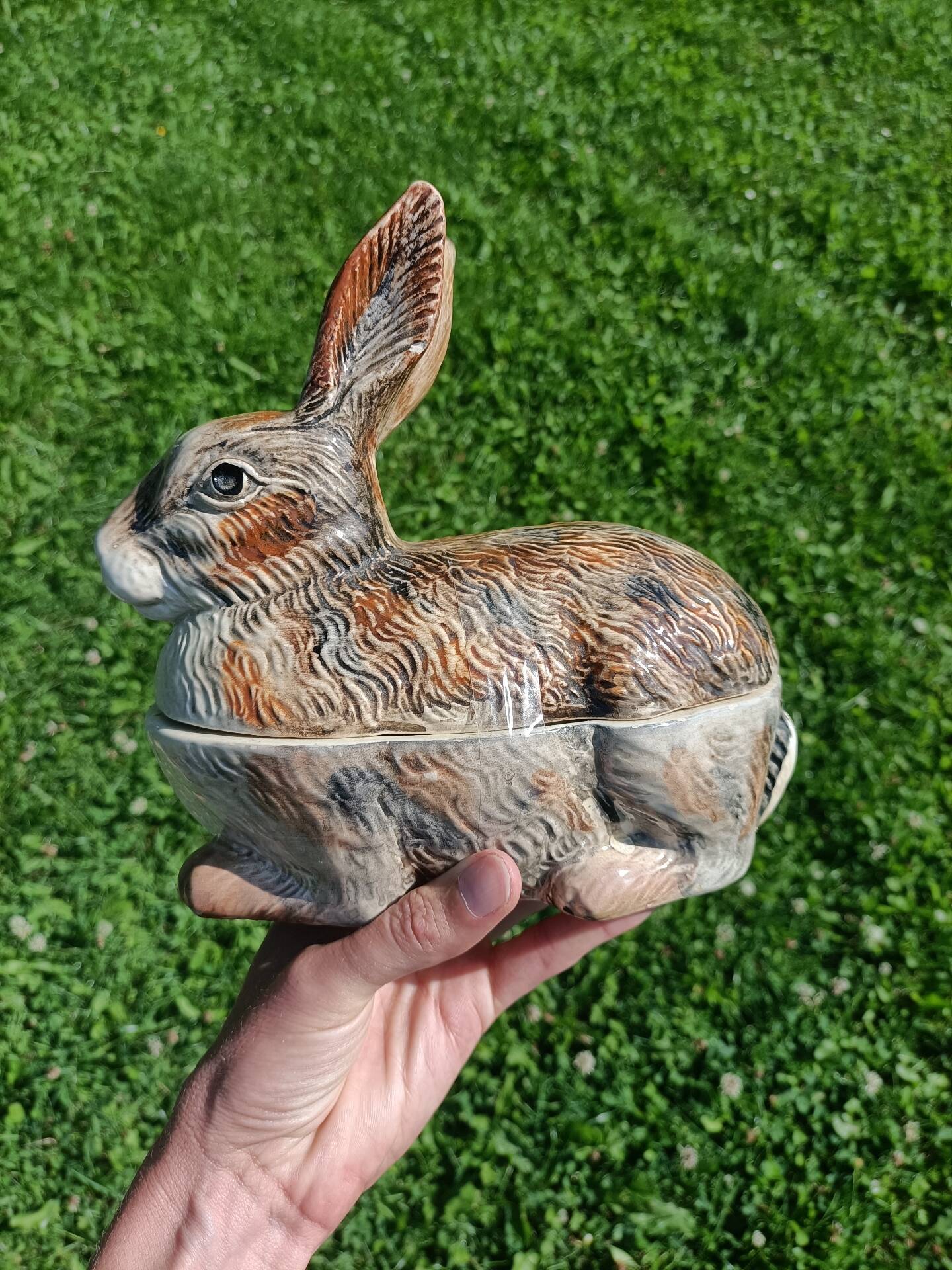 Hand-painted retro rabbit terrine Caugant 💐