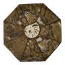 Dessous de plat en pierre de fossiles et laiton