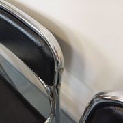 Set of 6 vintage Italian stackable chairs in chrome metal and skai.