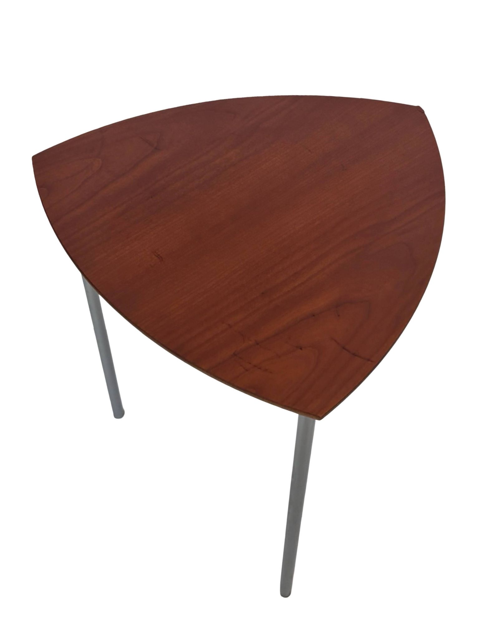 Vintage set of 3 wooden and metal side tables from the 1980s