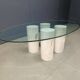 Vintage travertine and glass coffee table, 1970s
