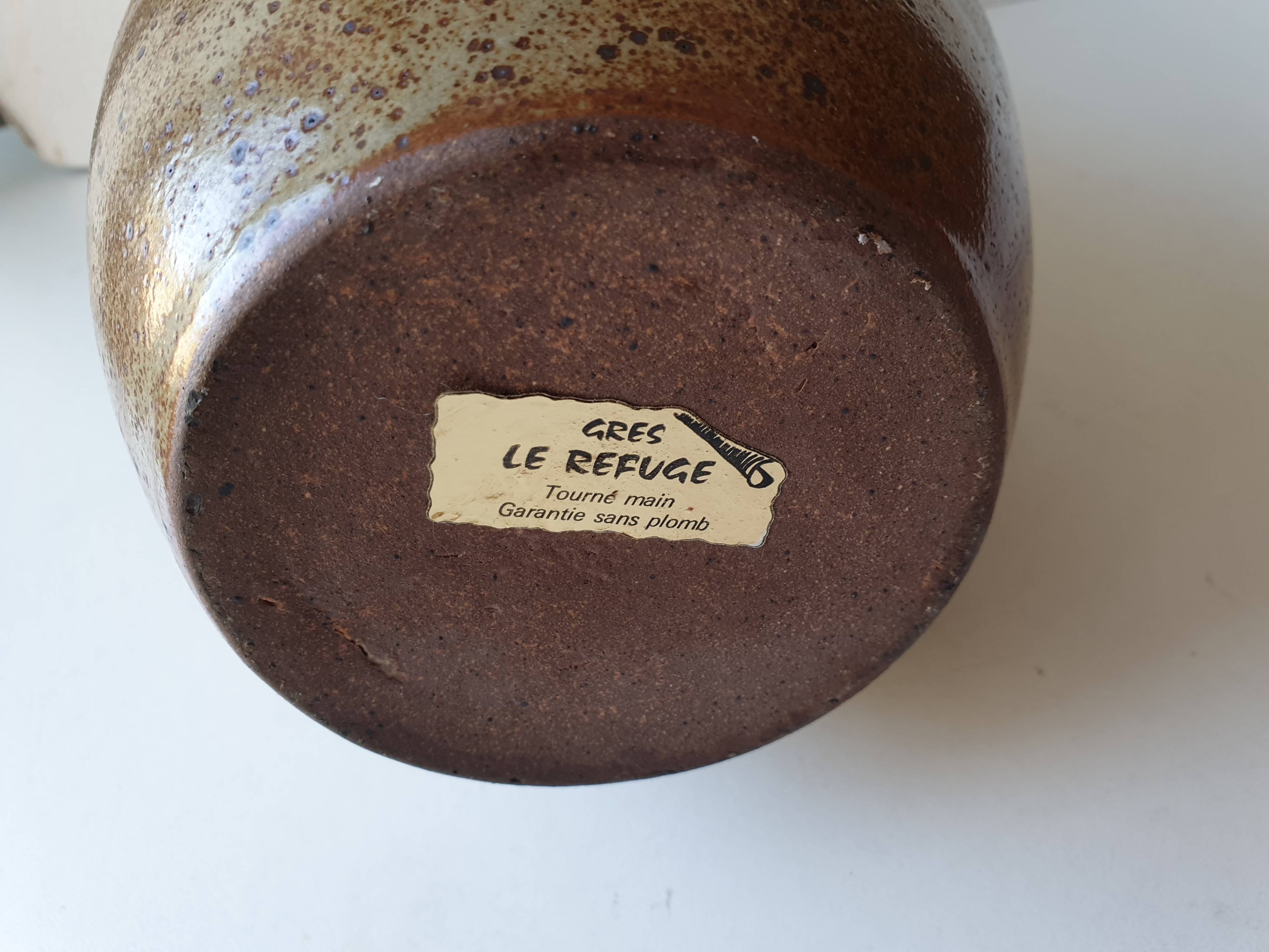 Large glazed stoneware ceramic pitcher Le refuge - 29cm