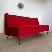 Antique Italian design fabric sofa from the 60s, vintage convertible