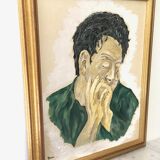 Oil on wood painting male portrait