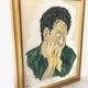 Tableau huile sur bois portrait masculin