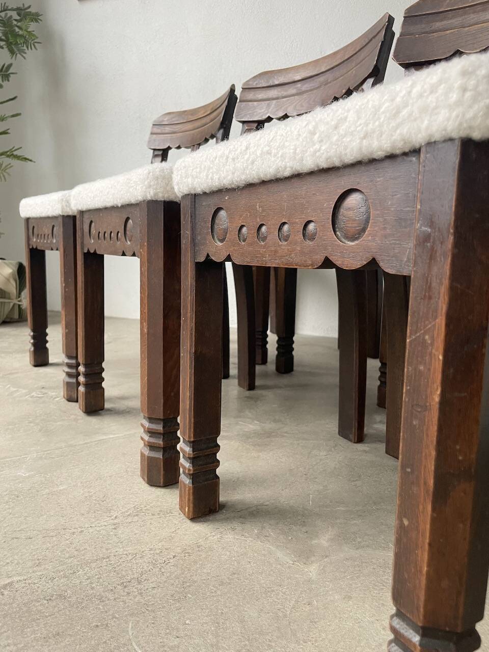 Set of 6 brutalist chairs from the 1940s