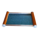 Plateau art déco, verre,bois et métal 1930