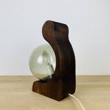 Temde Leucthen brutalist lamp from the 70s, pine and glass globe