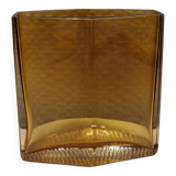 Amber coloured vase in hard pressed glass