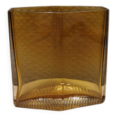 Amber coloured vase in hard pressed glass