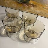 Set of 4 Luminarc smoked glass bowls, 1970s