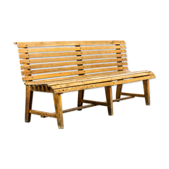Wooden train station bench, 1930s