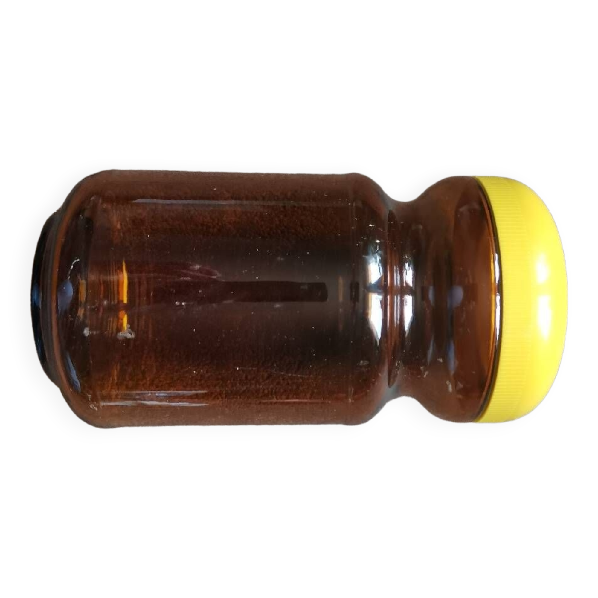 Vintage amber glass jar with yellow lid nescafe SNBP