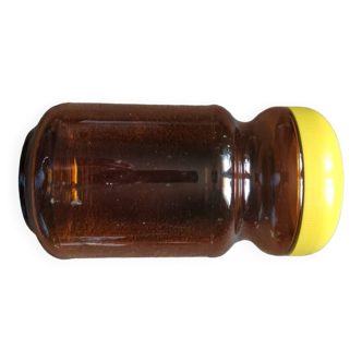 Vintage amber glass jar with yellow lid nescafe SNBP