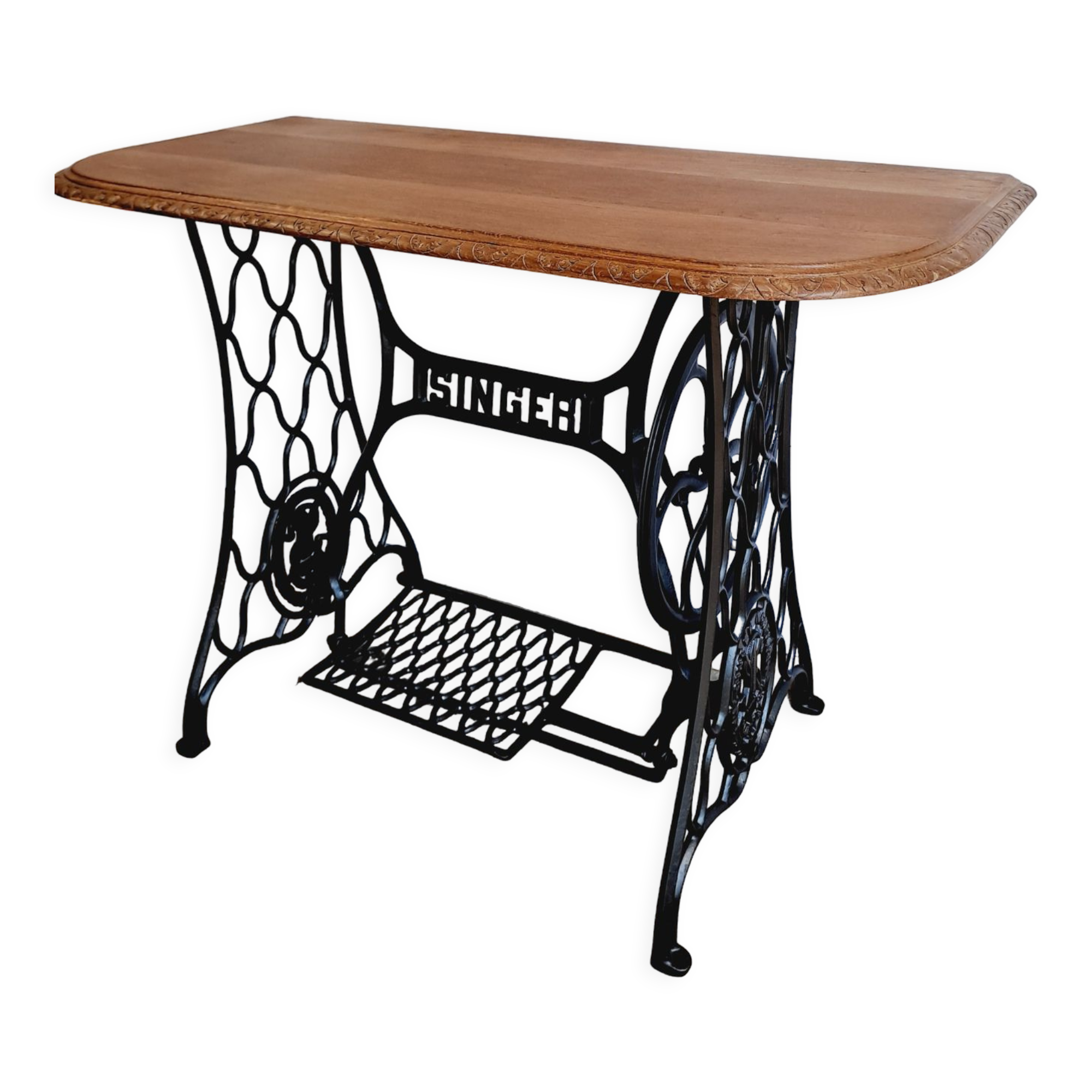 Cast iron and wood console