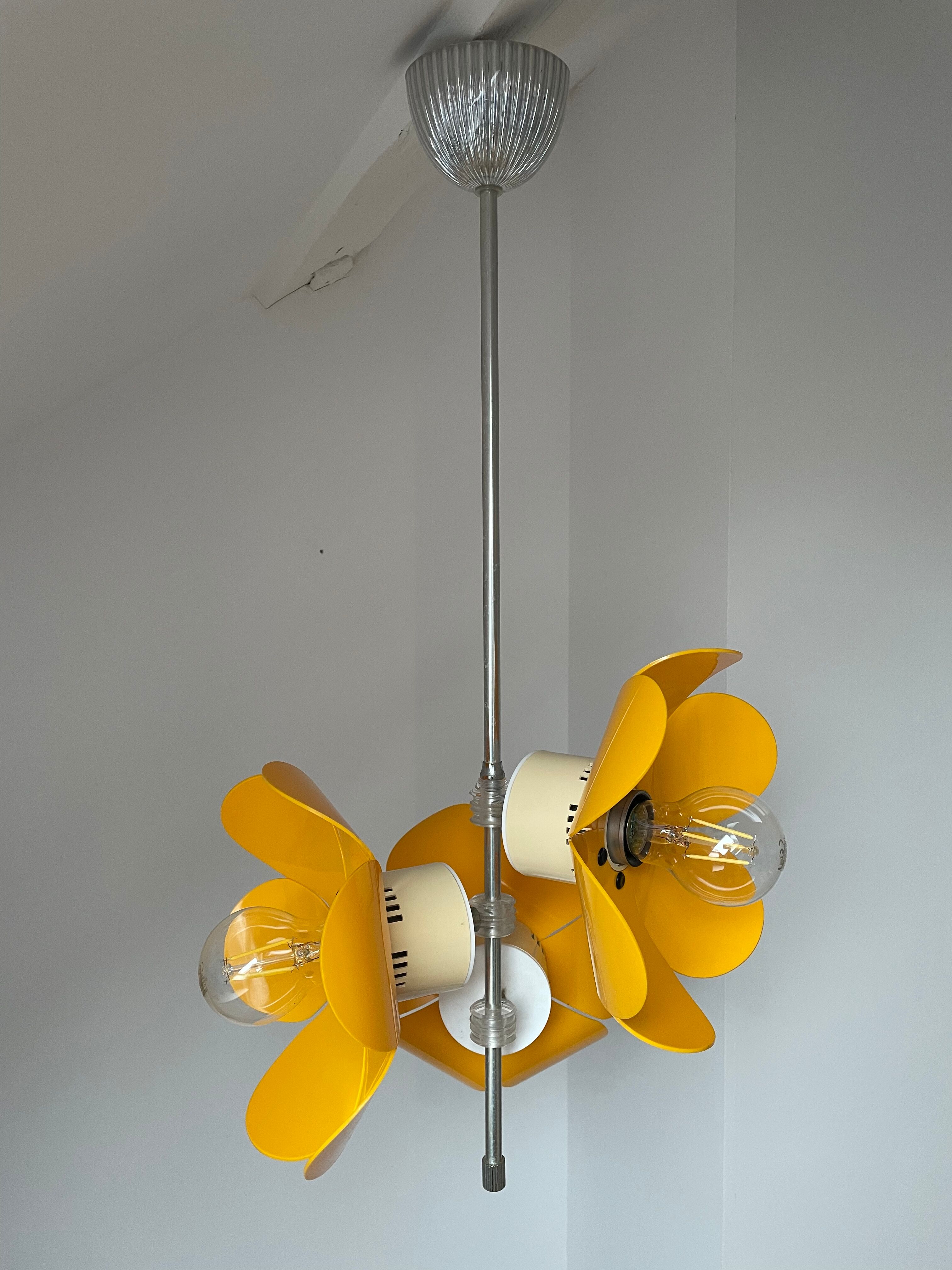 Pop chandelier with 3 lamps, Space Âge design 1970
