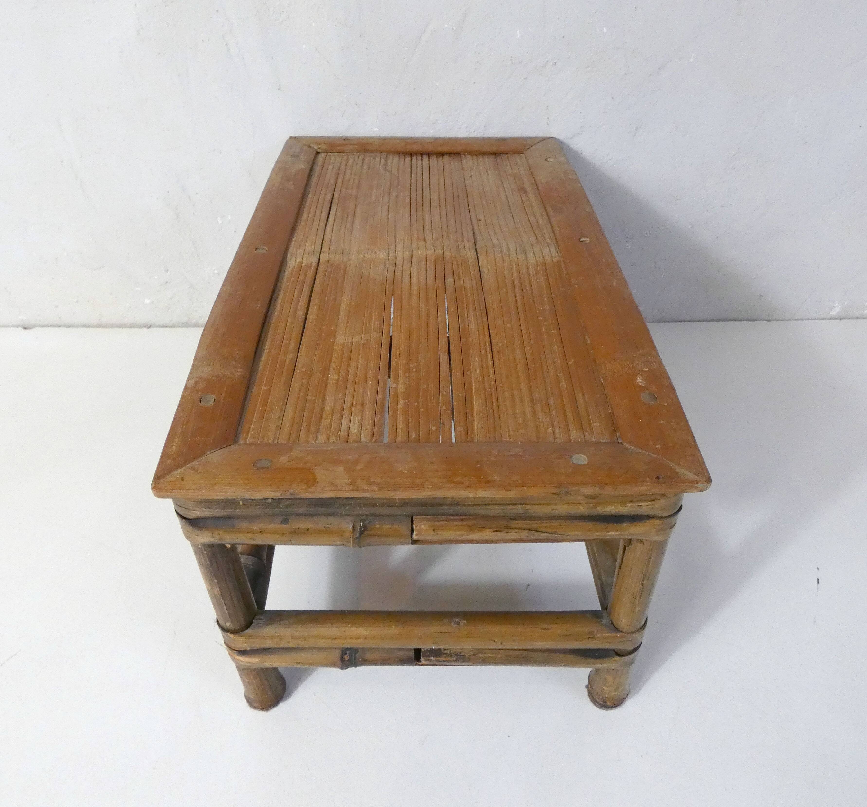old small bamboo bench vintage step