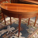 Louis XVI-style blond walnut half-moon console table