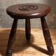 Tripod stool solid wood turned vintage