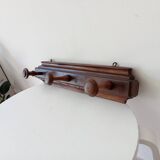 Old wall coat rack in solid oak, early 20th century