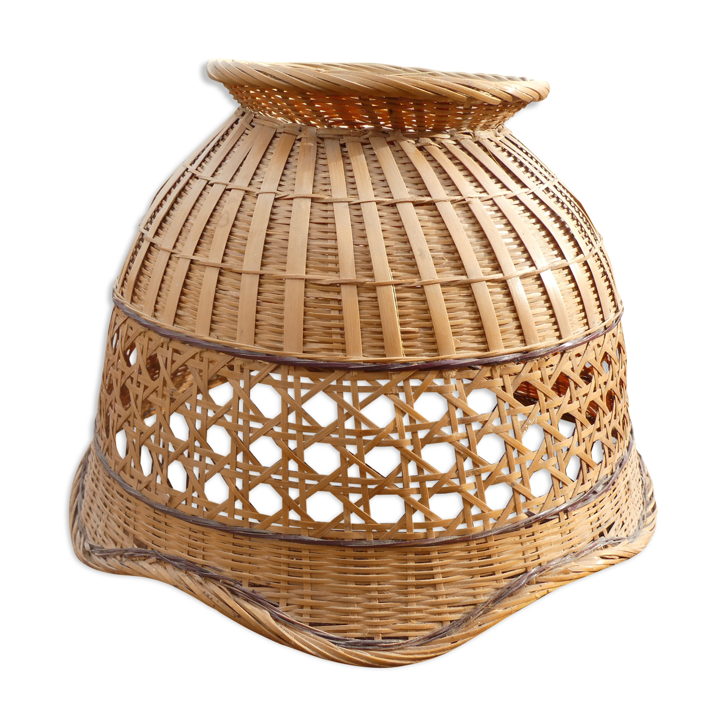 Wicker pendant lamp and vintage braided rattan straws