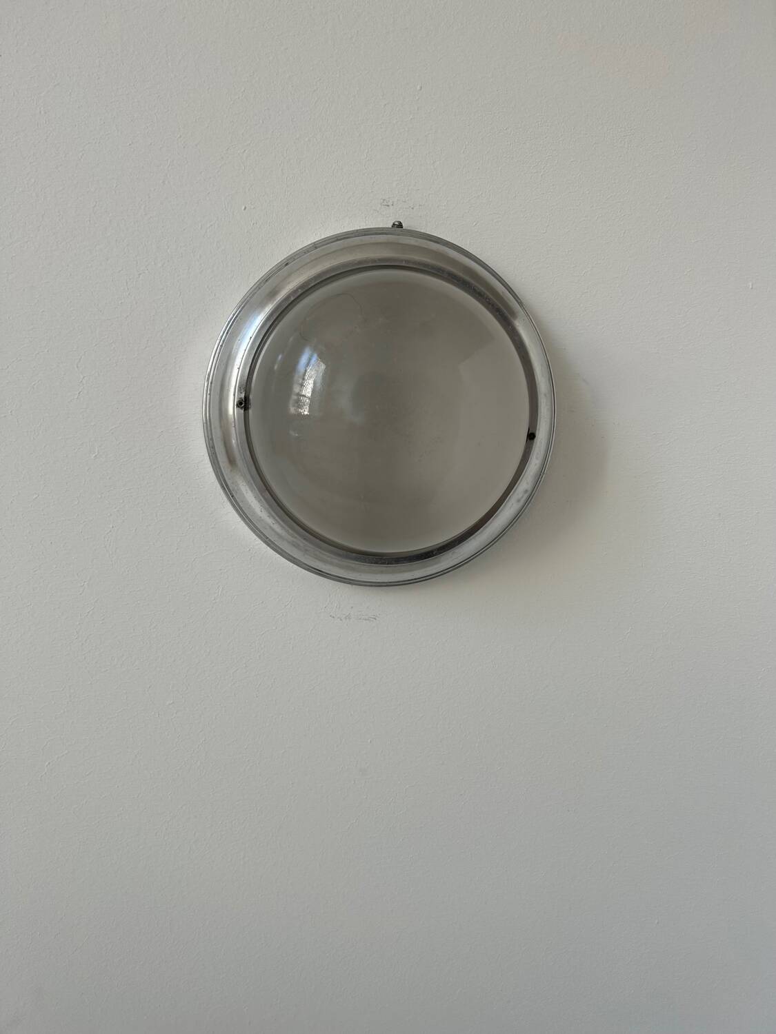 Pair of vintage art deco wall lights, chrome and sandblasted glass, France 1930