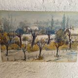 Oil on old wood panel