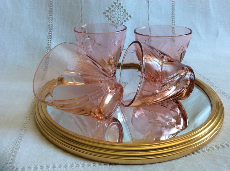 Set de 4 verres rose des années 1960