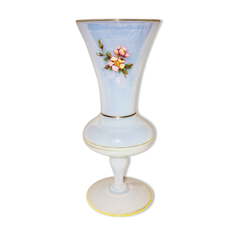 Vase en opaline bleue vintage