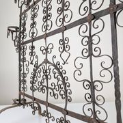 Spanish Wrought Iron Fireplace Screen Candelabra, Arts and Crafts, 1880s