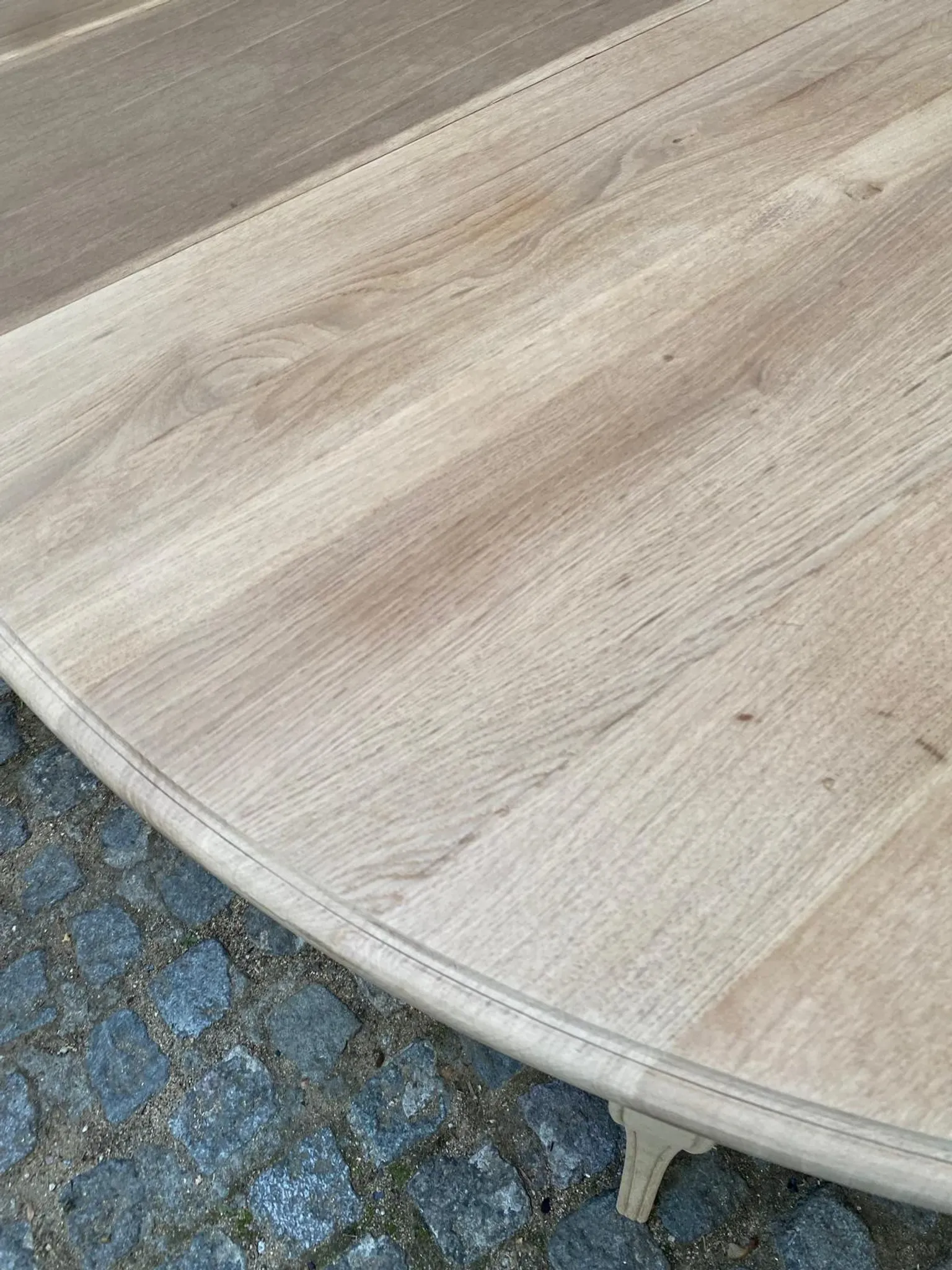 Louis XV oval extendable dining table stripped in solid oak 260cm 1970