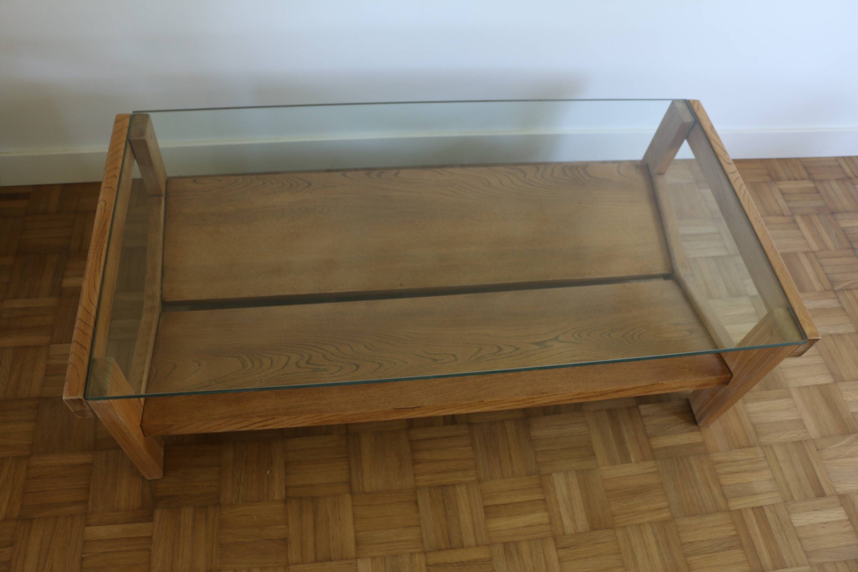 Oak and glass coffee table 1960
