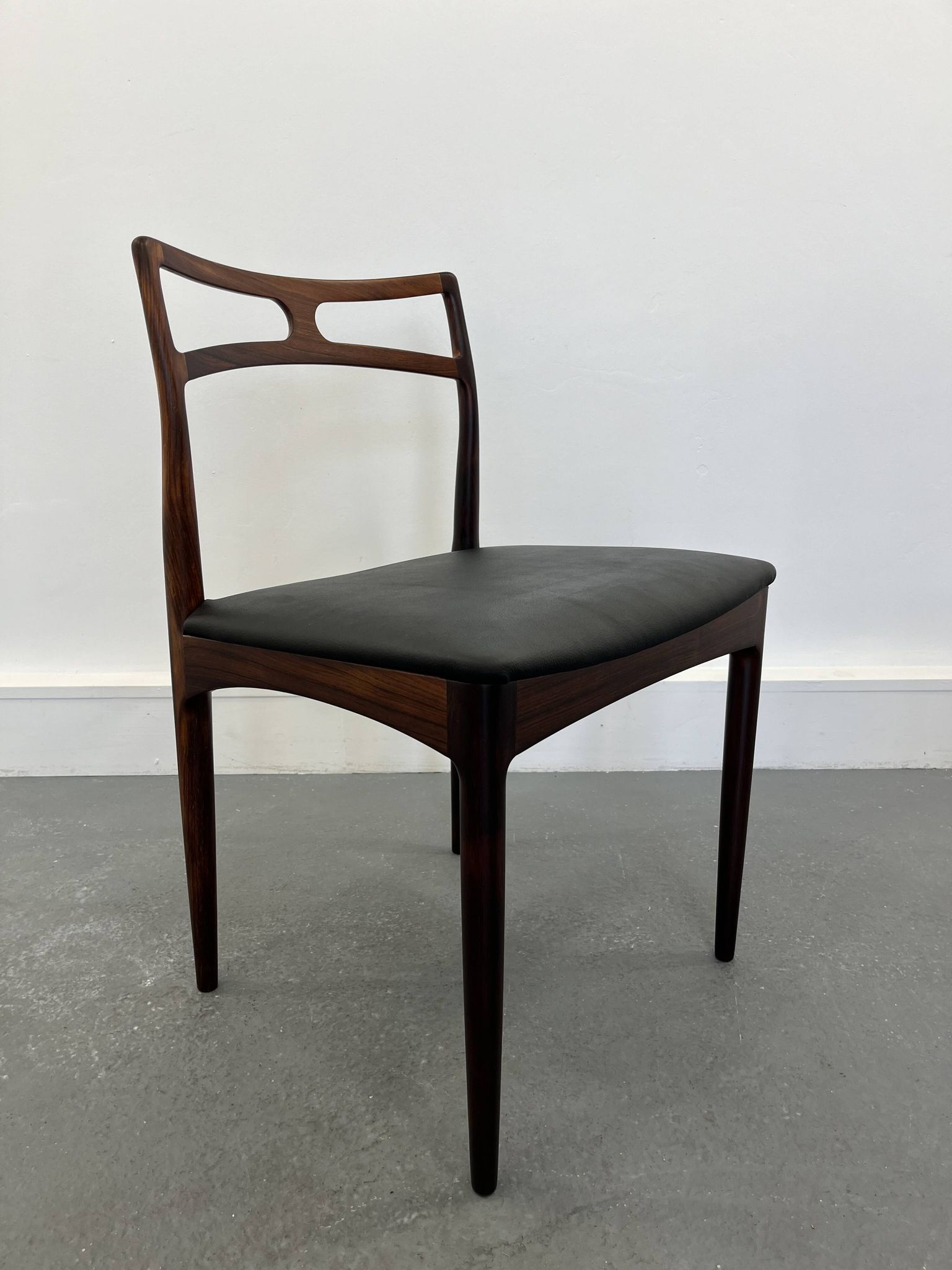 Chaises d'appoint danoises modèle 94 en palissandre et cuir par J.Andersen pour Christian Linneberg, années 1960,